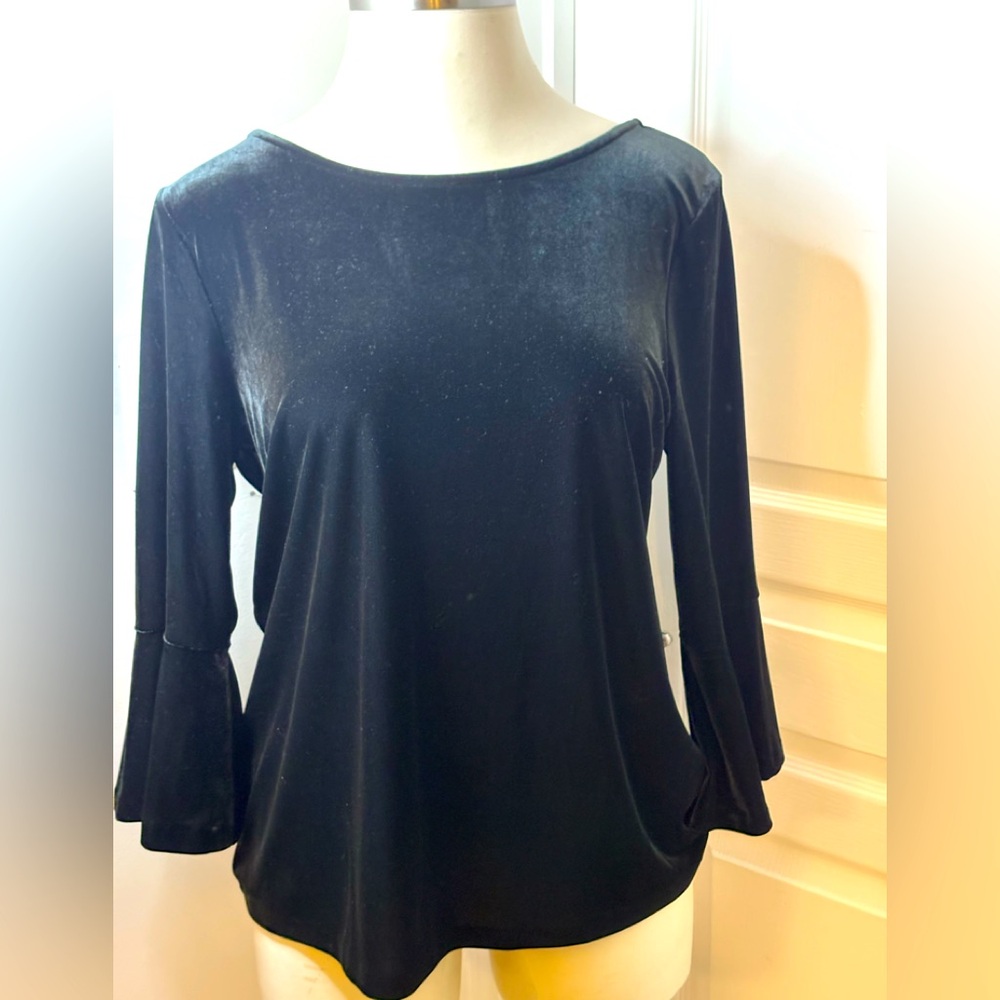 Talbots Black Velour Top Size XL